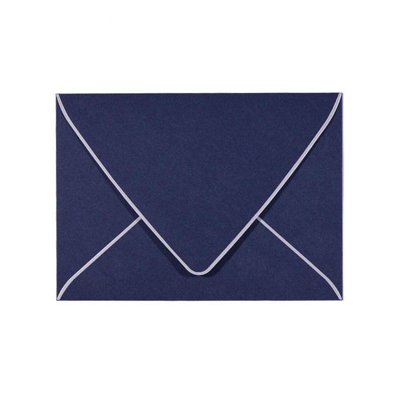 AZAZA A7 Navy Envelopes With Silver Border, Invitation 5 x 7 Envelopes - 50 Pack For 5x7 Cards| Self Seal| Perfect for Weddings, Invitations, Photos, Baby Shower| 5.25 x 7.25inch (Nbole Blue-Silver Border) - Image 1